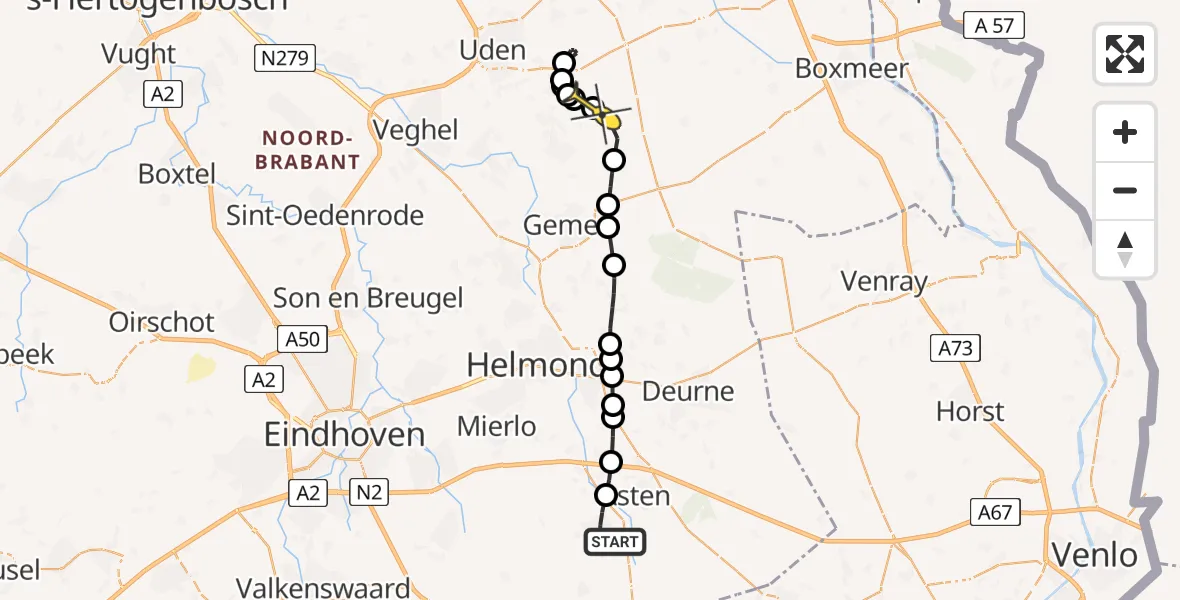 Routekaart van de vlucht: Lifeliner 3 naar Boekel, Dilmanshof