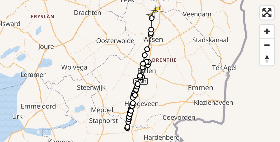 Routekaart van de vlucht: Lifeliner 4 naar Groningen Airport Eelde, Smalbroek