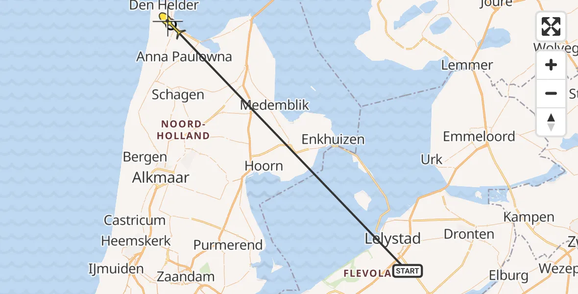 Routekaart van de vlucht: Traumaheli naar Vliegveld De Kooy, Luchthavenweg