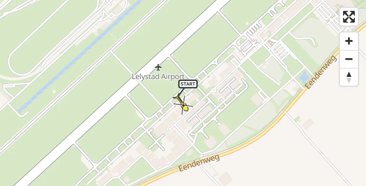 Routekaart van de vlucht: Traumahelikopter naar Lelystad Airport, Emoeweg