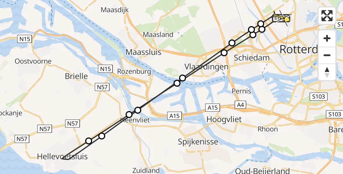Routekaart van de vlucht: Lifeliner 2 naar Rotterdam The Hague Airport, Sidelingeplein