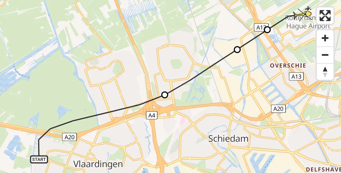 Routekaart van de vlucht: Lifeliner 2 naar Rotterdam The Hague Airport, Surfpad