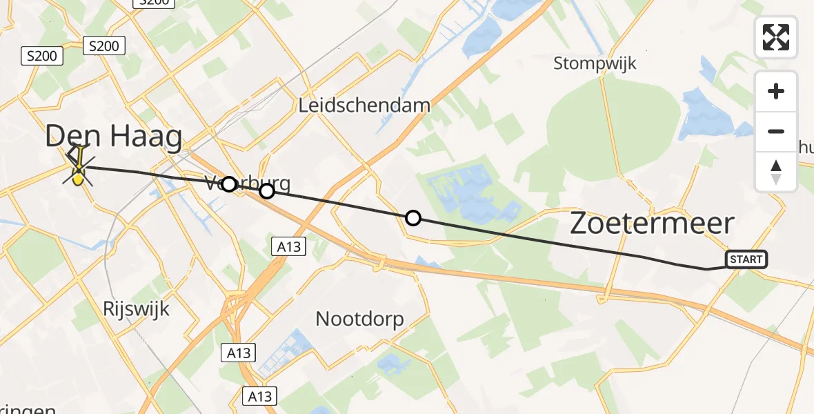 Routekaart van de vlucht: Lifeliner 1 naar Den Haag, Eerste Stationsstraat