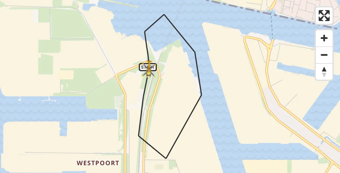 Vluchtroute Traumahelikopter van Amsterdam Heliport naar Amsterdam Heliport