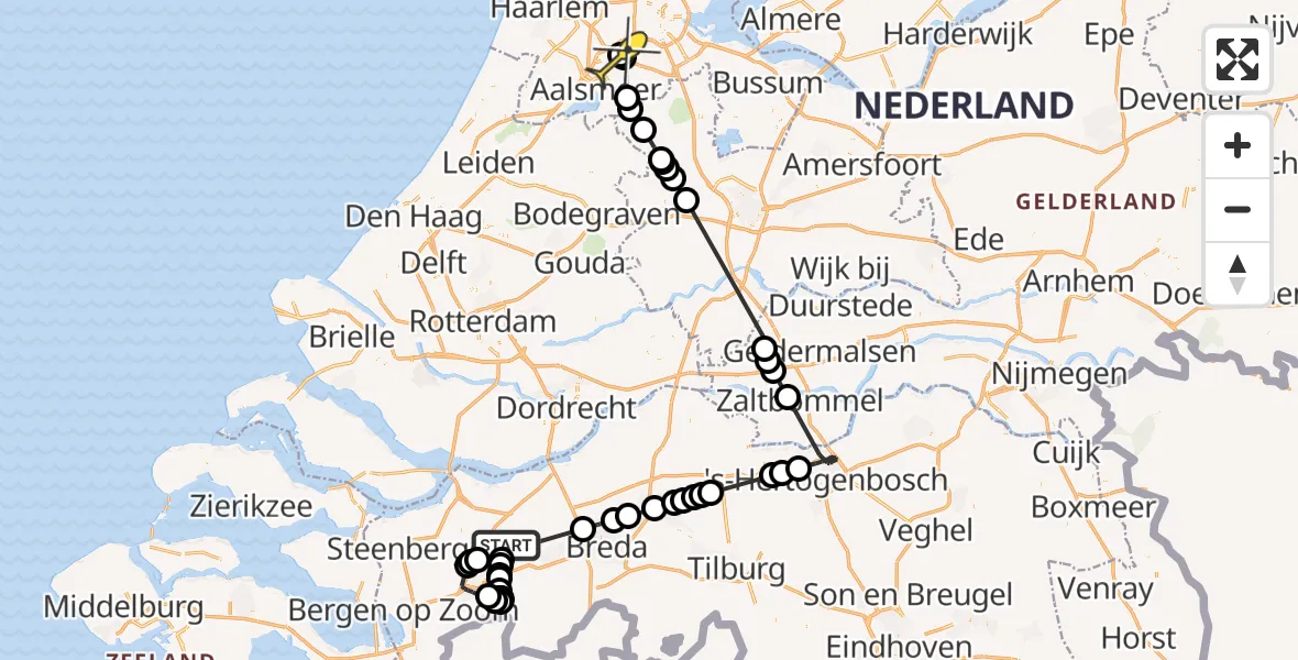 Routekaart van de vlucht: Politieheli naar Schiphol, Vaartweg