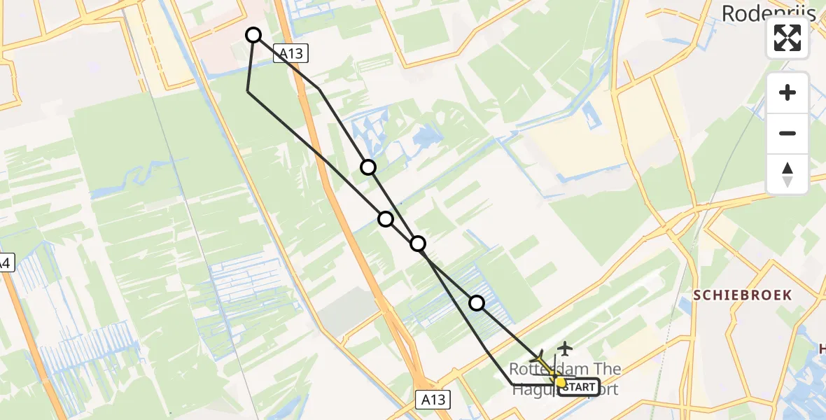Routekaart van de vlucht: Lifeliner 2 naar Rotterdam The Hague Airport, Overslagpad