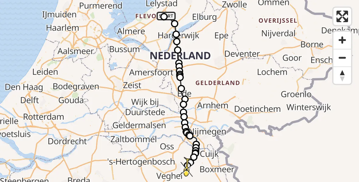 Routekaart van de vlucht: Traumaheli naar Vliegbasis Volkel, Eendenweg
