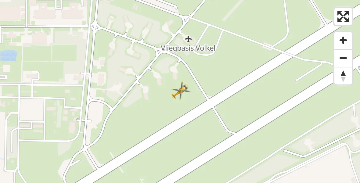 Vluchtroute Traumahelikopter van Vliegbasis Volkel naar Vliegbasis Volkel
