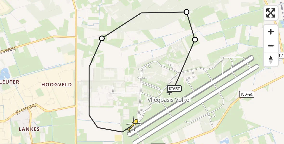 Routekaart van de vlucht: Lifeliner 3 naar Vliegbasis Volkel, Houtvennen