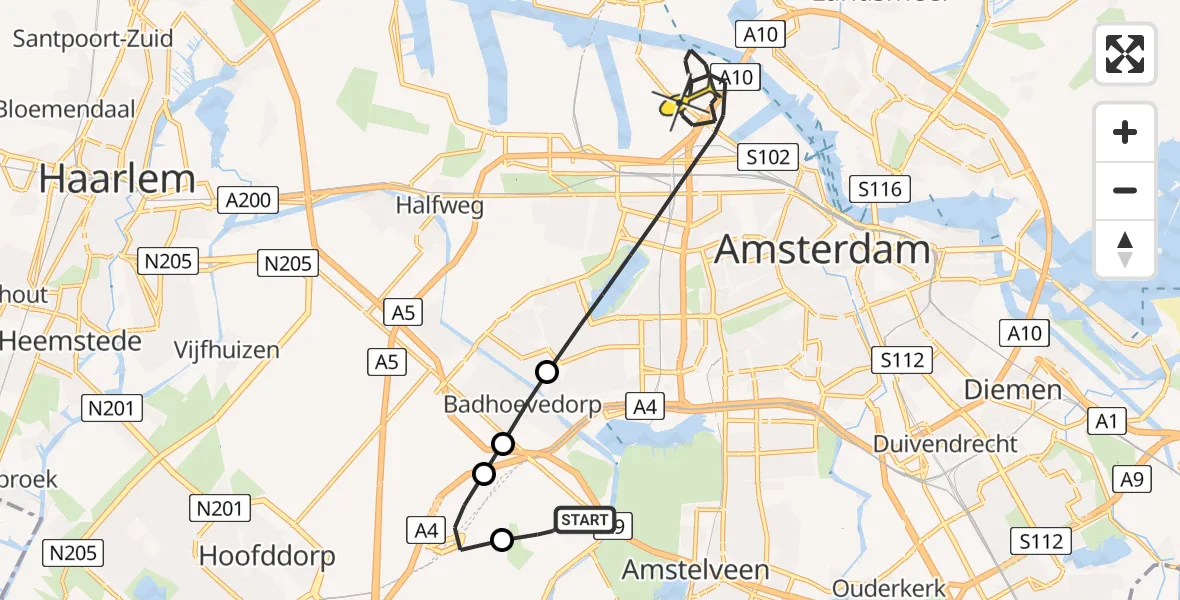 Routekaart van de vlucht: Politieheli naar Amsterdam, Ceintuurbaan