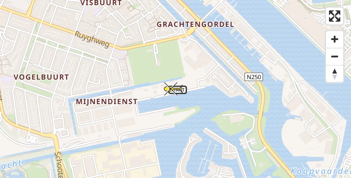 Routekaart van de vlucht: Traumahelikopter naar Den Helder, Bassingracht