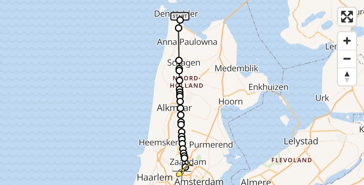 Routekaart van de vlucht: Lifeliner 1 naar Amsterdam Heliport, Chathamweg