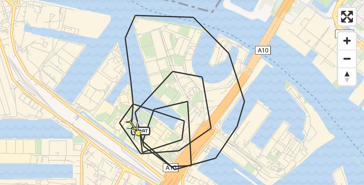 Vluchtroute Politiehelikopter van Amsterdam naar Amsterdam