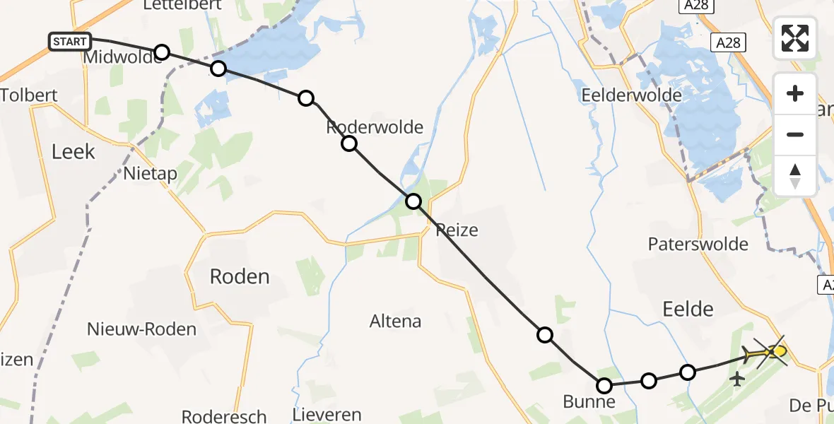 Routekaart van de vlucht: Lifeliner 4 naar Groningen Airport Eelde, Hoofdstraat