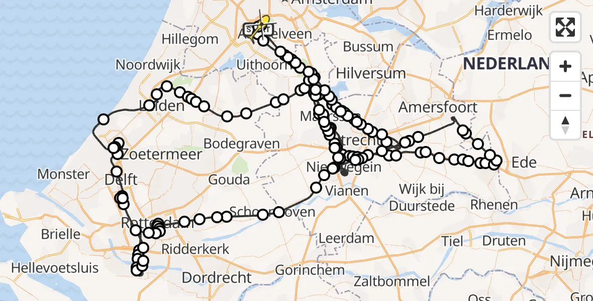 Vluchtroute Politiehelikopter van Schiphol naar Schiphol