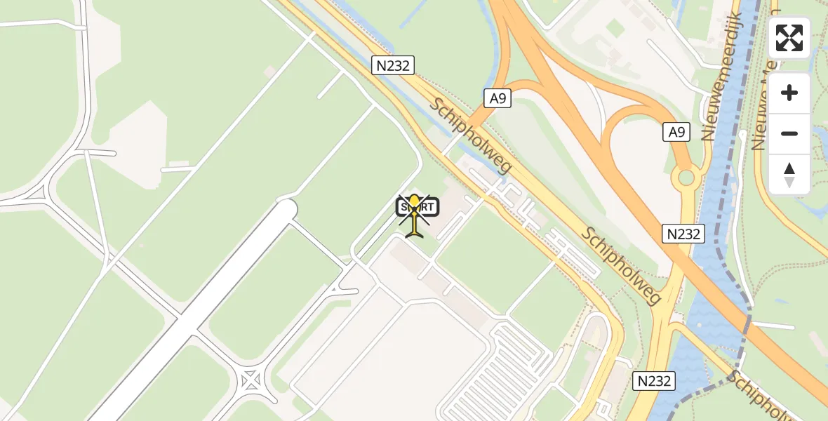 Vluchtroute Politiehelikopter van Schiphol naar Schiphol