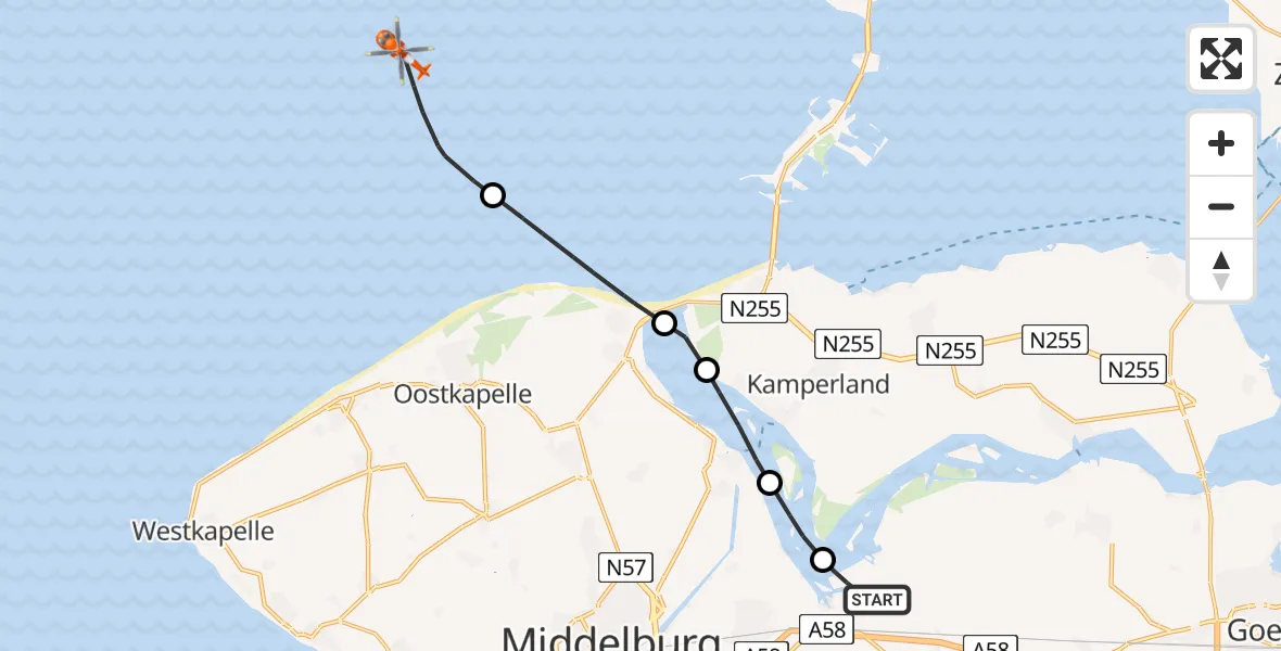 Vluchtroute Kustwachthelikopter Vliegveld Midden-Zeeland - , 27 mei 2024, 07:44