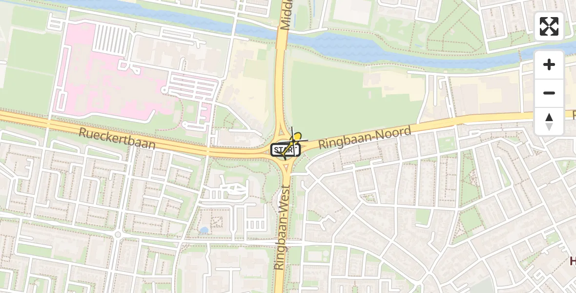 Vluchtroute Traumahelikopter van Tilburg naar Tilburg