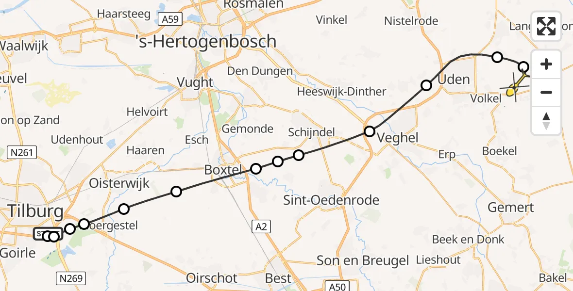 Routekaart van de vlucht: Lifeliner 3 naar Vliegbasis Volkel, Ambrosiusweg