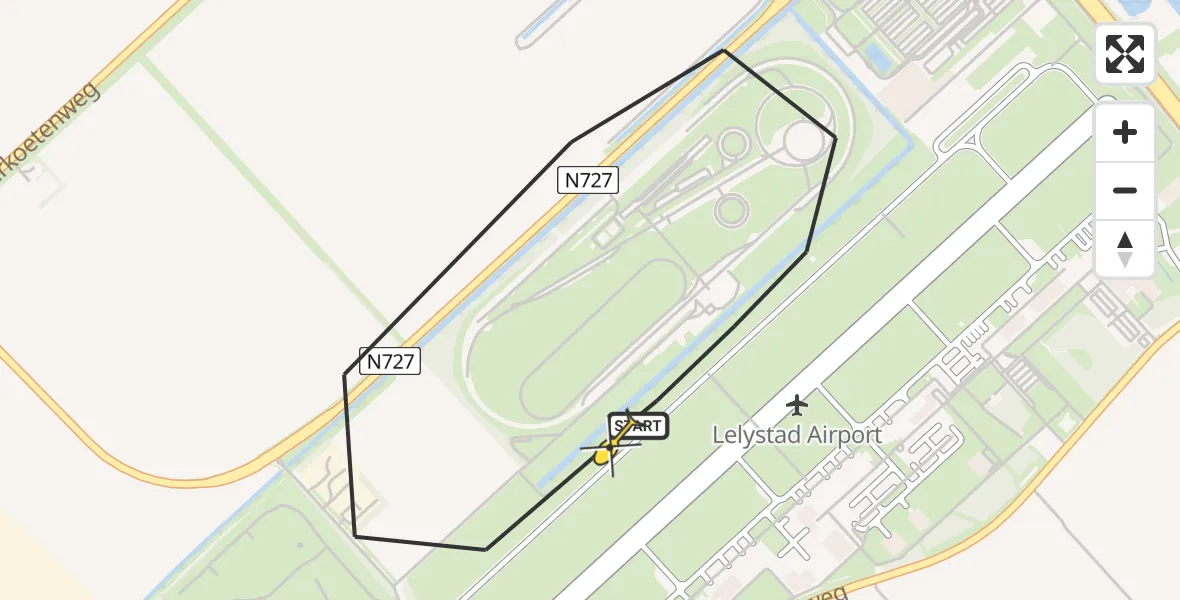 Routekaart van de vlucht: Traumaheli naar Lelystad Airport, Anthony Fokkerweg