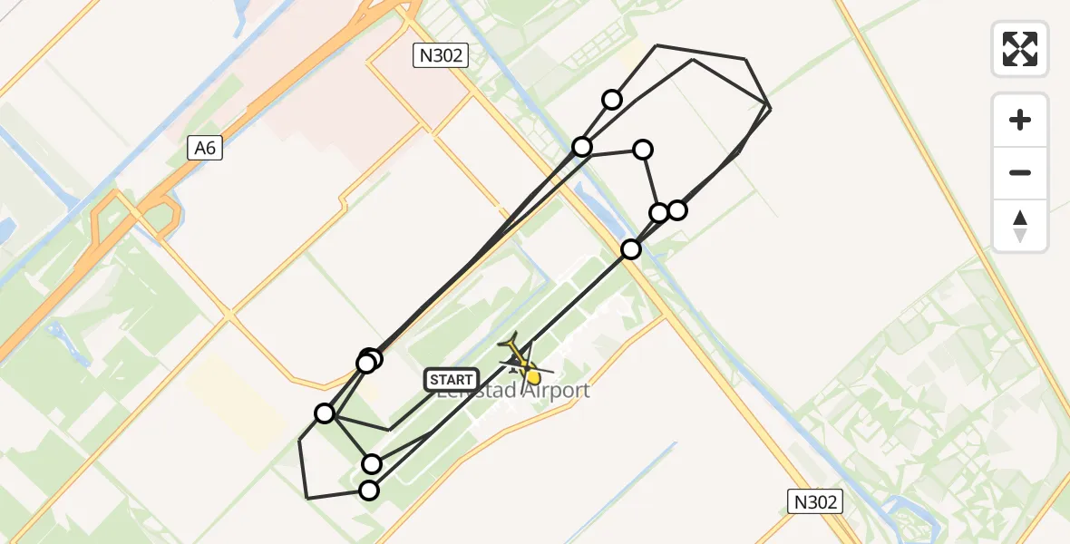 Routekaart van de vlucht: Traumahelikopter naar Lelystad Airport, Talingweg