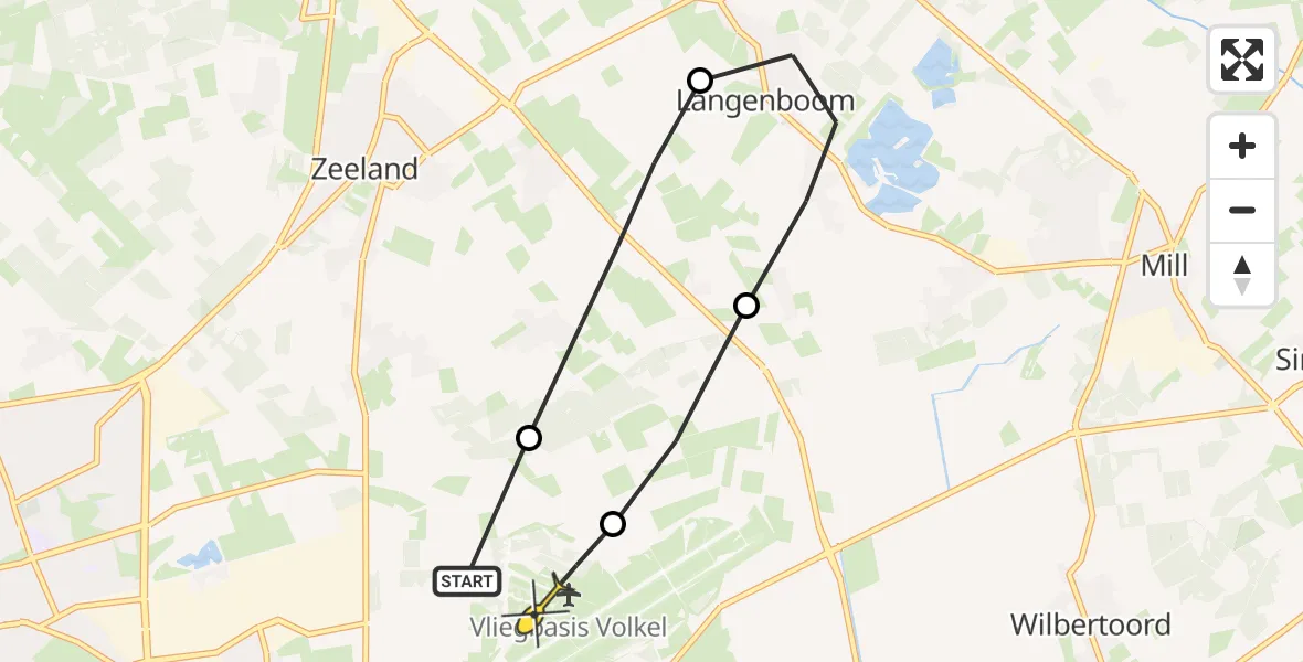 Routekaart van de vlucht: Lifeliner 3 naar Vliegbasis Volkel, Trentse Bossen