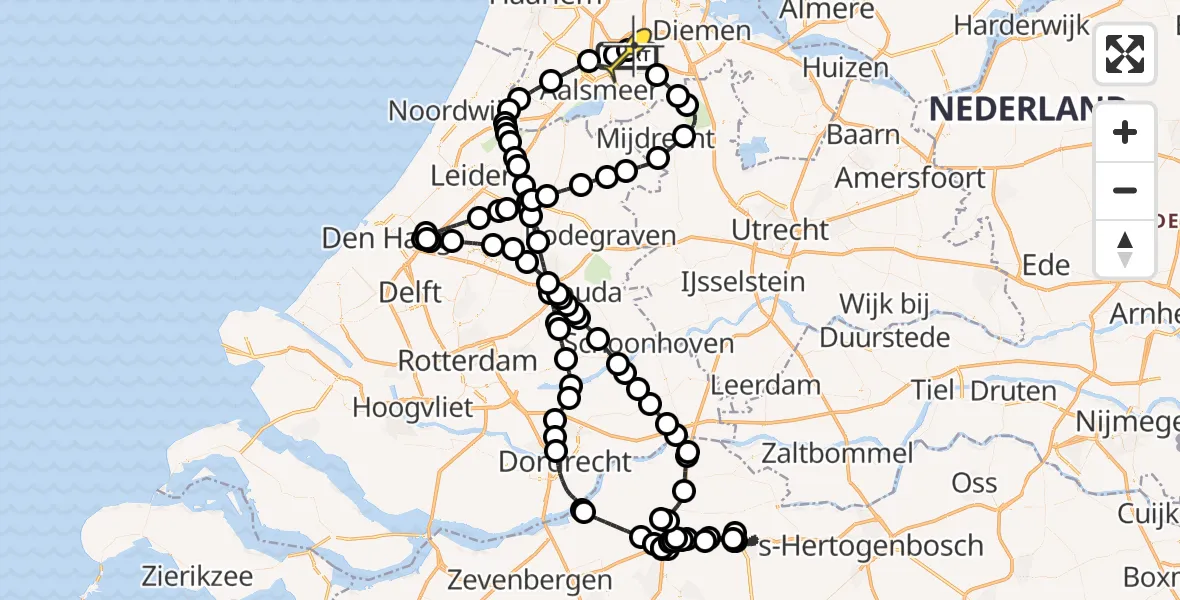 Routekaart van de vlucht: Politieheli naar Schiphol, Loevesteinse Randweg