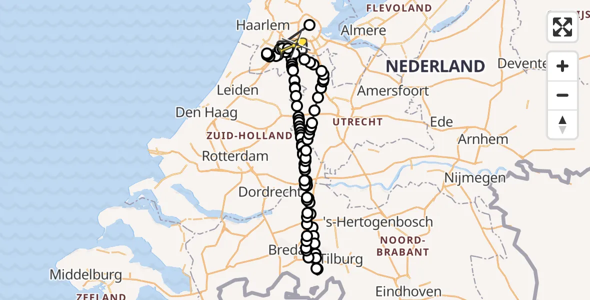 Routekaart van de vlucht: Politieheli naar Schiphol, E.L.T.A. straat