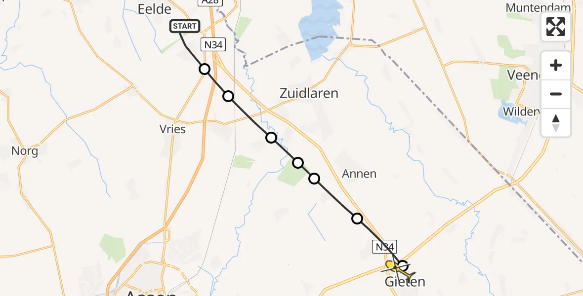 Routekaart van de vlucht: Lifeliner 4 naar Gieten, Breukenweg