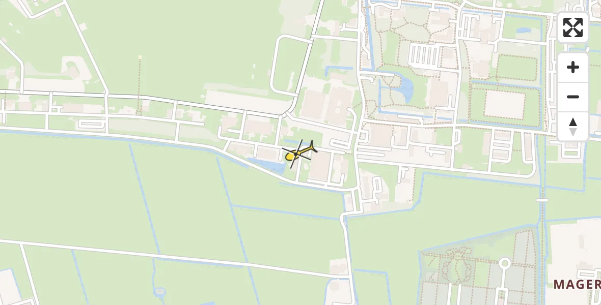 Vluchtroute Ambulancehelikopter van Vliegbasis Leeuwarden naar Vliegbasis Leeuwarden