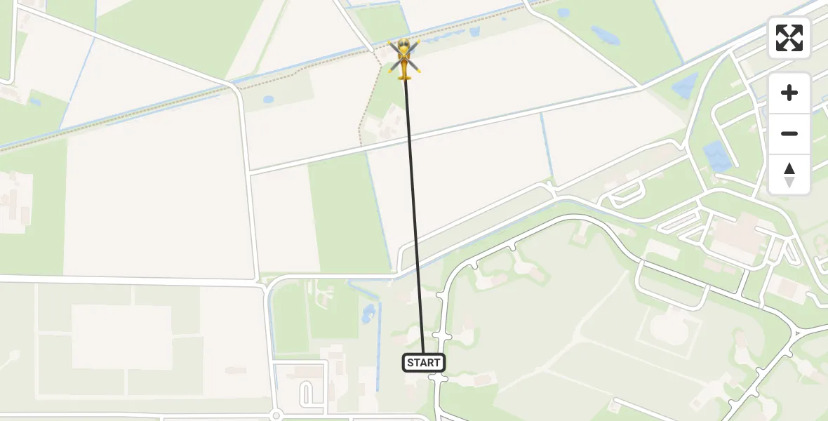 Vluchtroute Traumahelikopter van Vliegbasis Volkel naar Vliegbasis Volkel