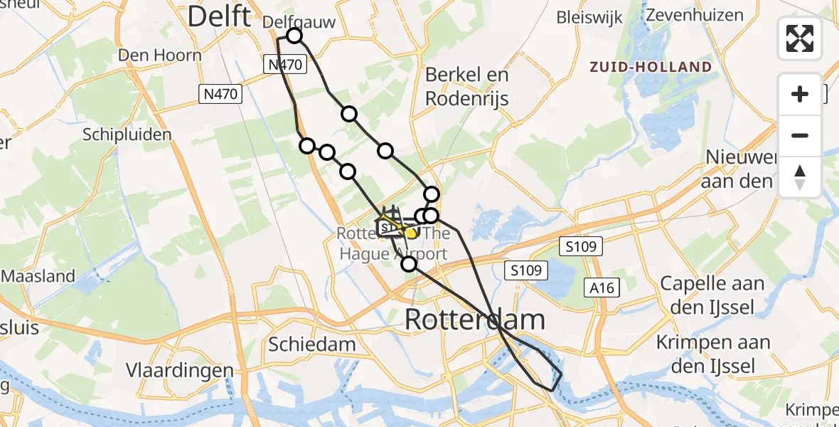 Routekaart van de vlucht: Lifeliner 2 naar Rotterdam The Hague Airport, Dijkgraafstraat