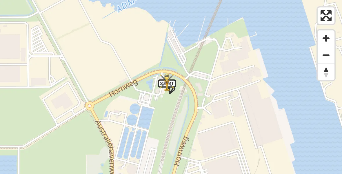 Vluchtroute Traumahelikopter van Amsterdam Heliport naar Amsterdam Heliport