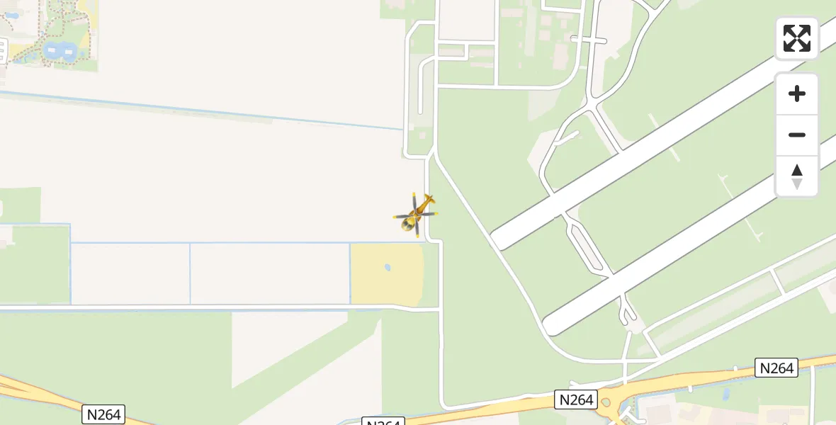 Vluchtroute Traumahelikopter van Vliegbasis Volkel naar Vliegbasis Volkel