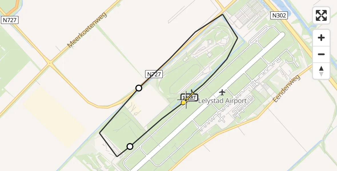 Routekaart van de vlucht: Traumahelikopter naar Lelystad Airport, Talingweg
