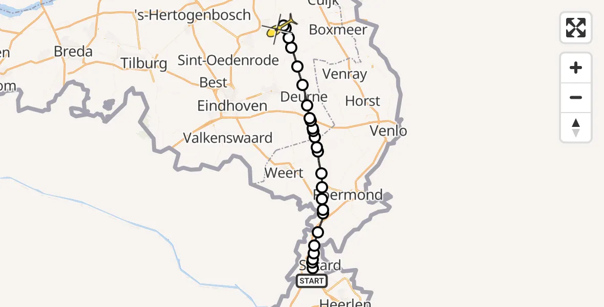 Routekaart van de vlucht: Lifeliner 3 naar Vliegbasis Volkel, Biesenweg