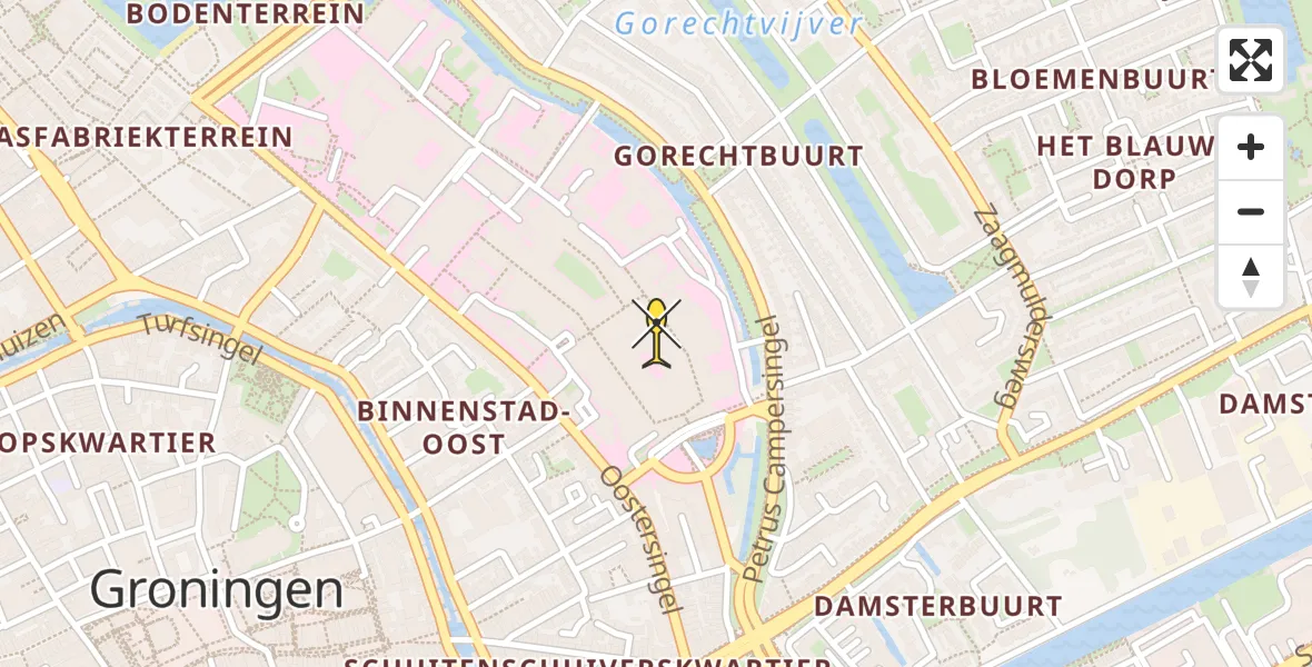 Vluchtroute Traumahelikopter van Universitair Medisch Centrum Groningen naar Universitair Medisch Centrum Groningen