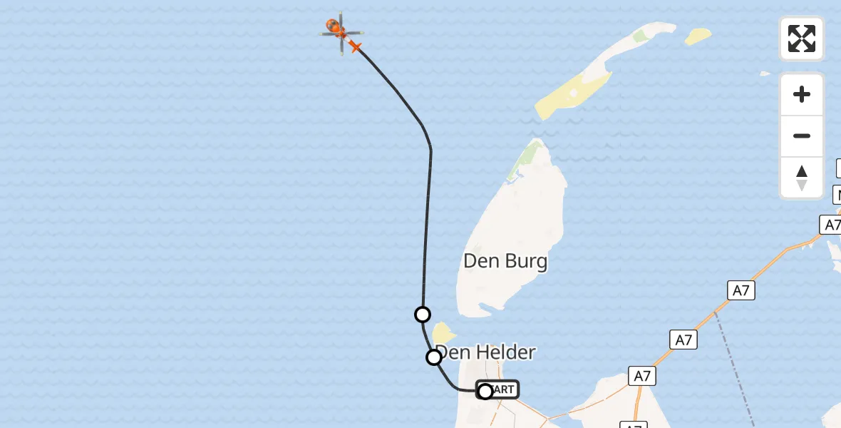 Vluchtroute Kustwachthelikopter Vliegveld De Kooy - , 28 mei 2024, 16:52