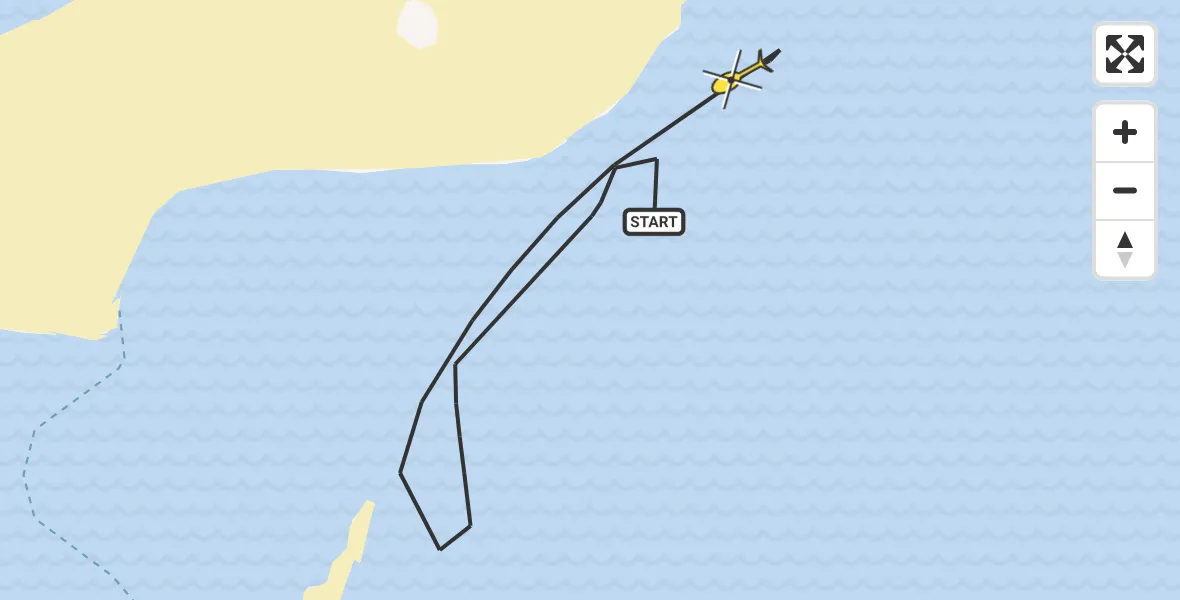 Routekaart van de vlucht: Kustwachthelikopter naar Vlieland, Steenplaat