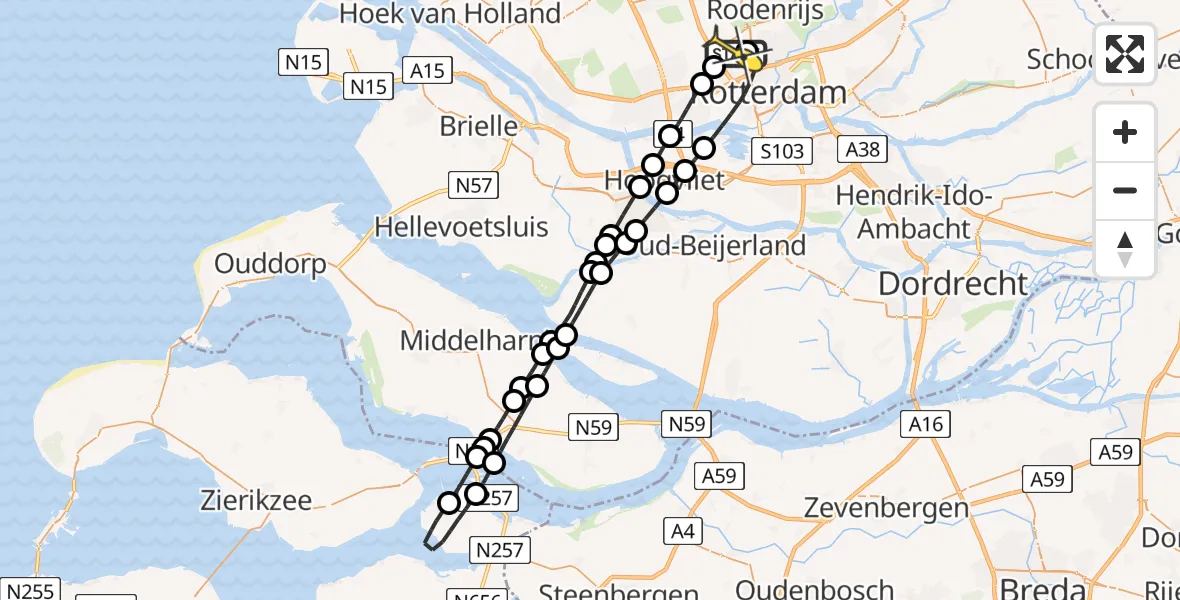 Routekaart van de vlucht: Lifeliner 2 naar Rotterdam The Hague Airport, Barajasbaan