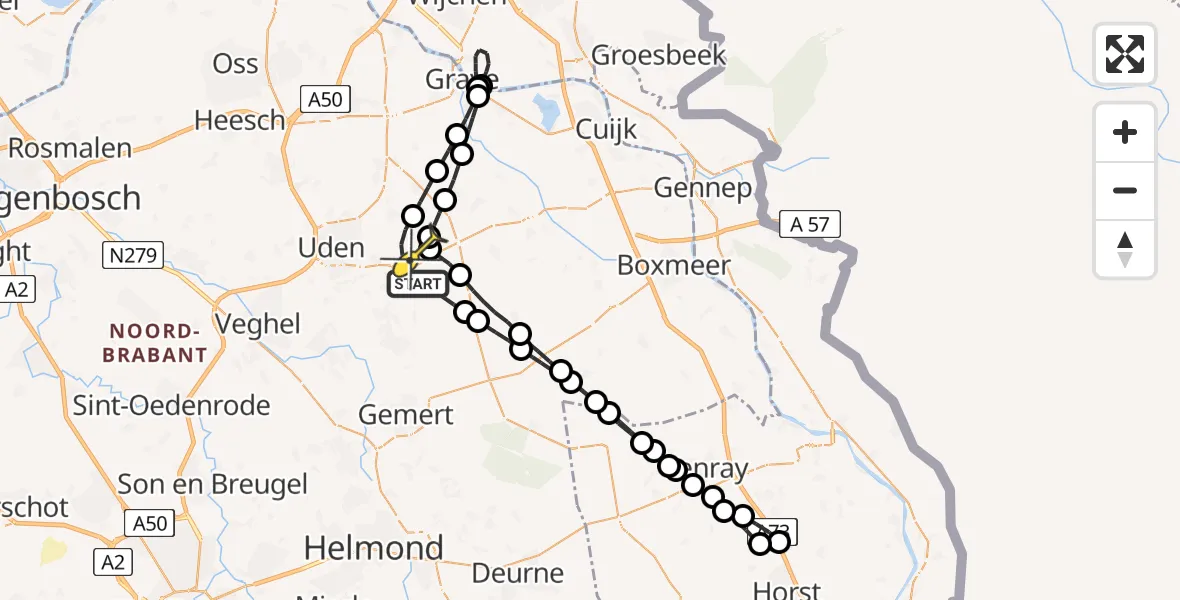 Routekaart van de vlucht: Lifeliner 3 naar Vliegbasis Volkel, Dennenstraat