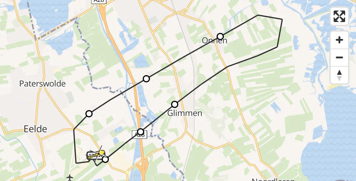 Routekaart van de vlucht: Lifeliner 4 naar Groningen Airport Eelde, Esweg