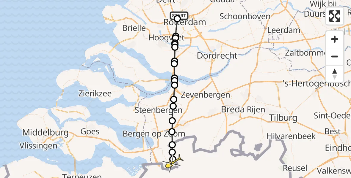 Routekaart van de vlucht: Lifeliner 2 naar Putte, Kastrupbaan