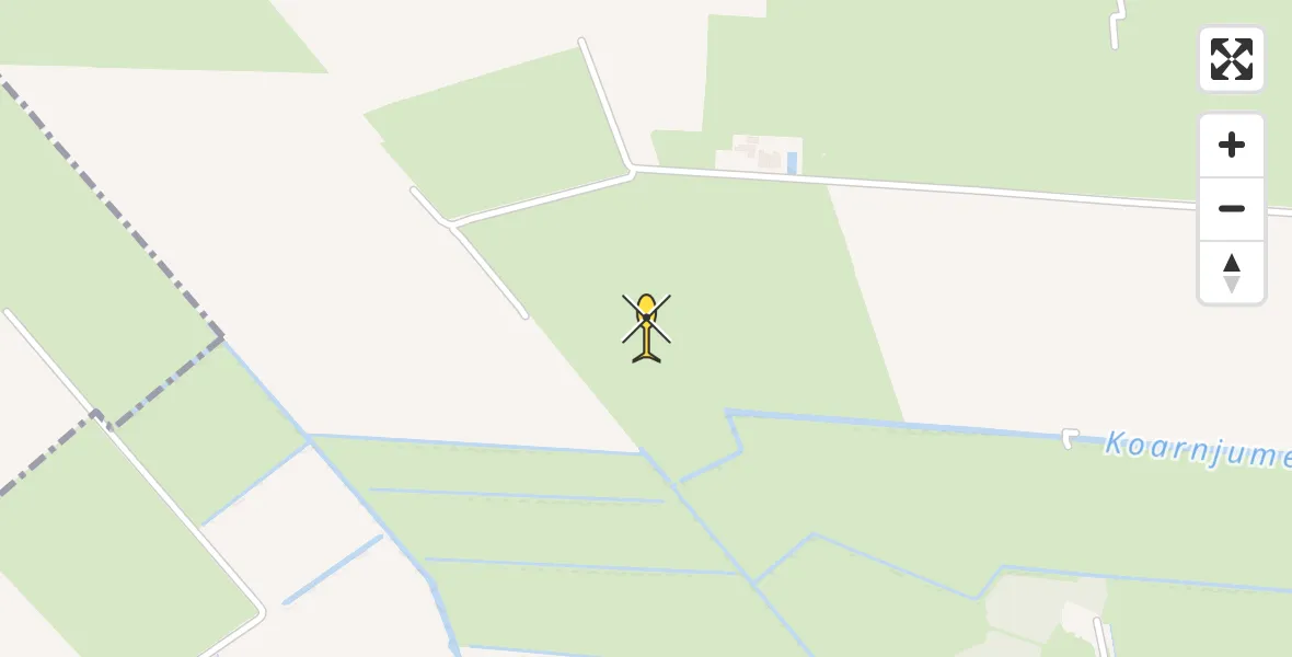 Vluchtroute Ambulancehelikopter van Vliegbasis Leeuwarden naar Vliegbasis Leeuwarden