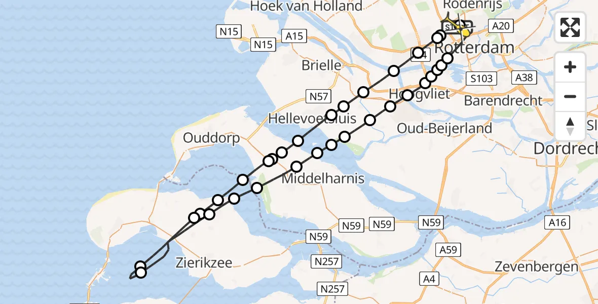Routekaart van de vlucht: Lifeliner 2 naar Rotterdam The Hague Airport, Vliegveldweg