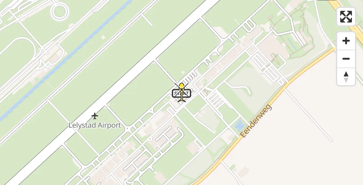 Routekaart van de vlucht: Politiehelikopter naar Lelystad Airport, Emoeweg