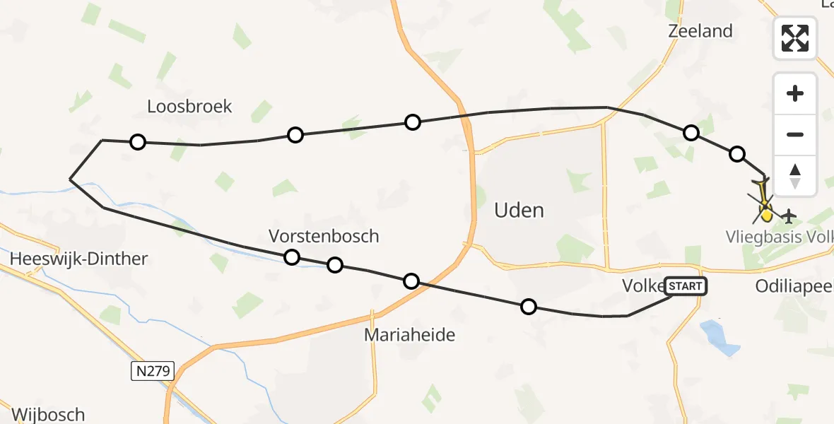 Routekaart van de vlucht: Lifeliner 3 naar Vliegbasis Volkel, Leeuwstraat