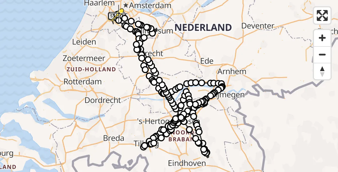 Vluchtroute Politiehelikopter van Schiphol naar Schiphol