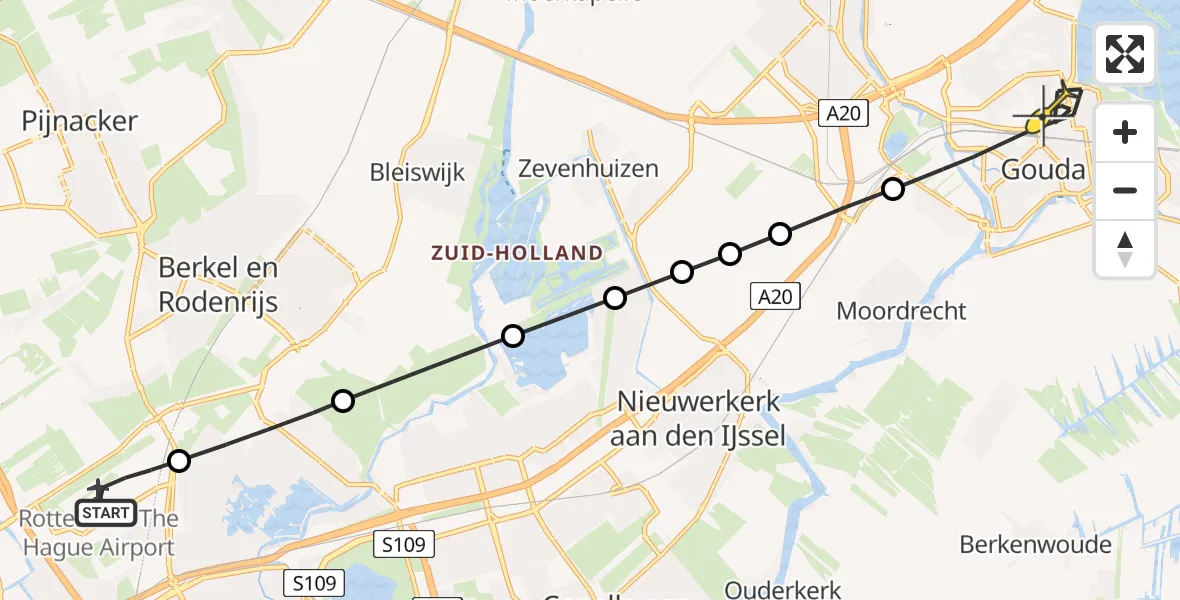Routekaart van de vlucht: Lifeliner 2 naar Gouda, Bovendijk