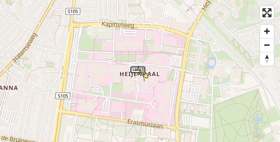 Vluchtroute Traumahelikopter van Radboud Universitair Medisch Centrum naar Radboud Universitair Medisch Centrum